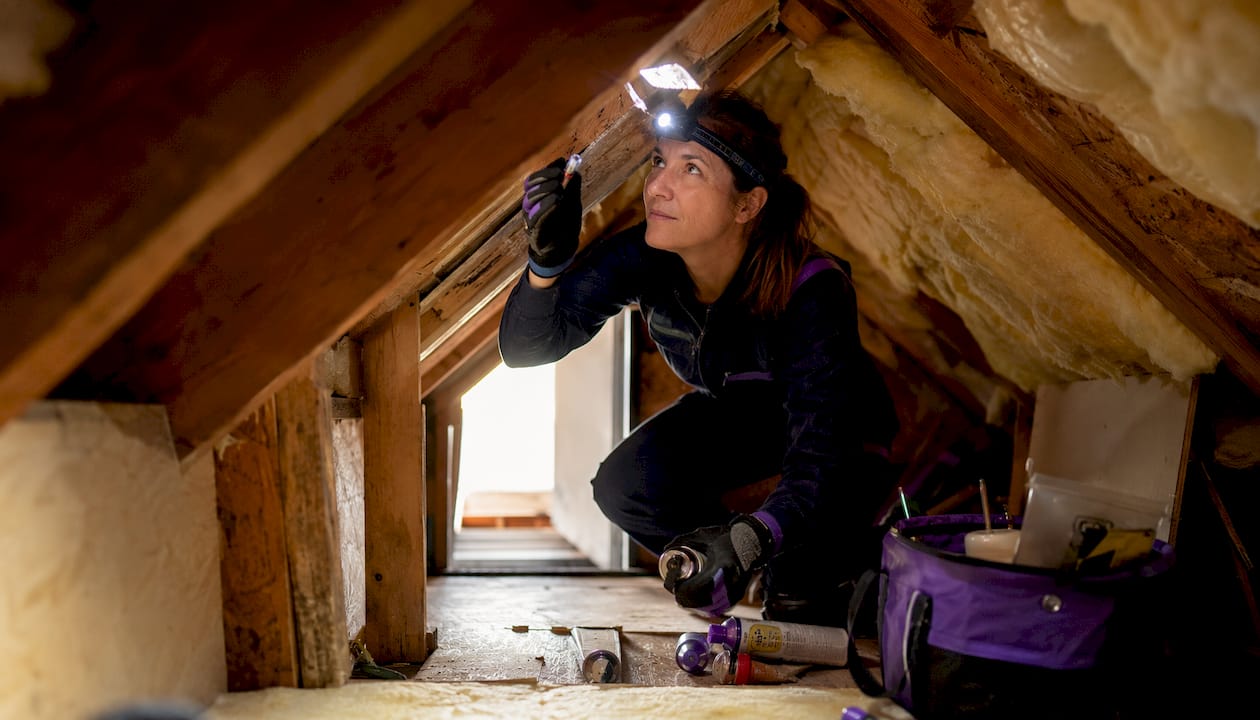 1784563800297_Auditor-inspecting-attic-air-leaks Auditor inspecting attic air leaks