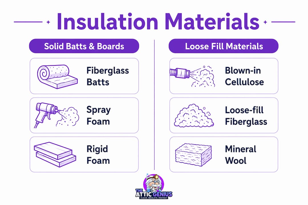 Infographic comparing attic insulation materials