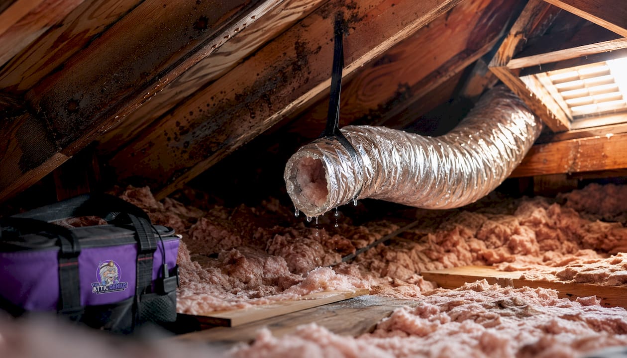 Bathroom fan duct venting improperly inside attic