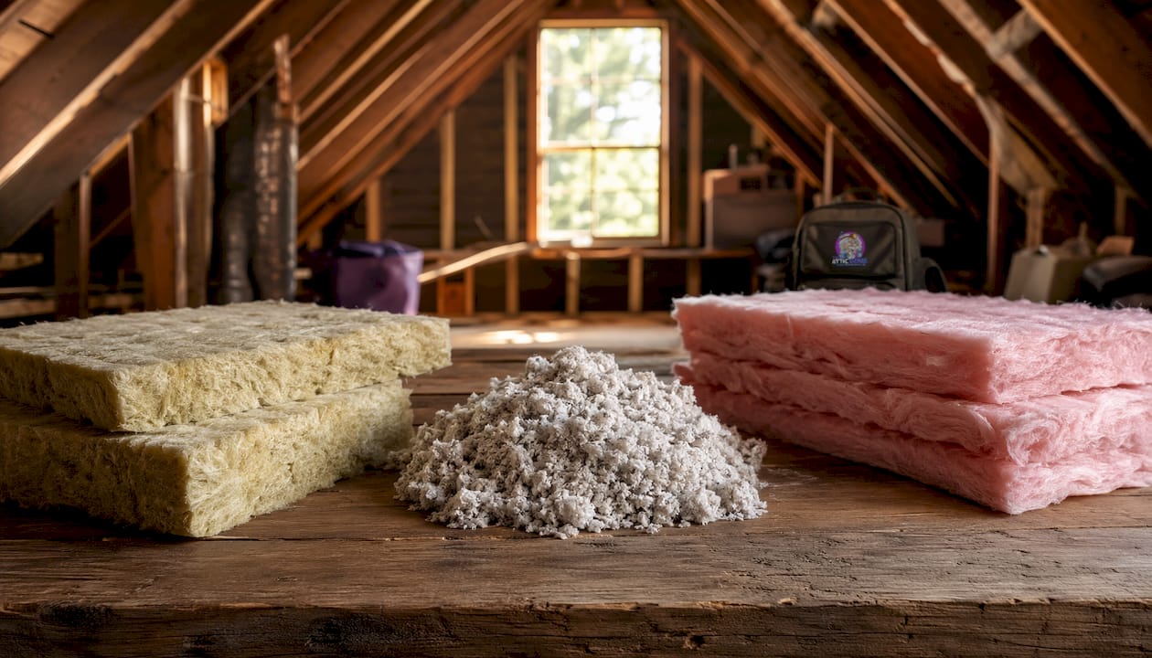 Three common air-permeable insulation materials laid out