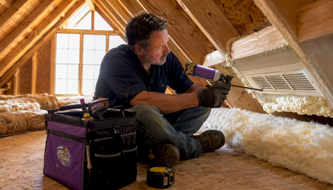 1785233068638_Handyman-applying-spray-foam-insulation-in-attic Handyman applying spray foam insulation in attic