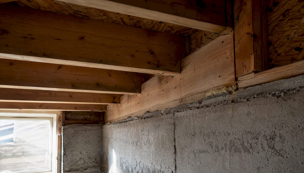 Basement rim joist and framing junction detail