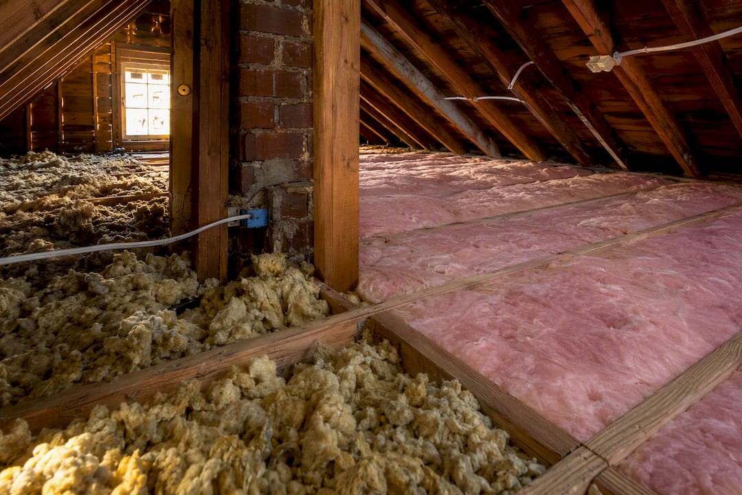 Comparison of attic before and after air sealing