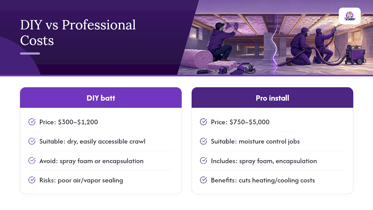 Cost comparison of DIY versus professional insulation