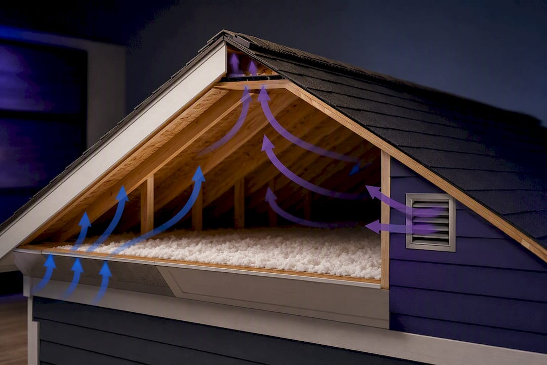 Illustration of competing attic exhaust airflow