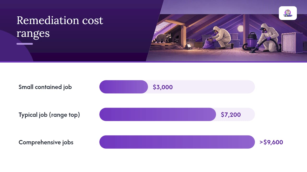 Raccoon attic remediation cost range and drivers