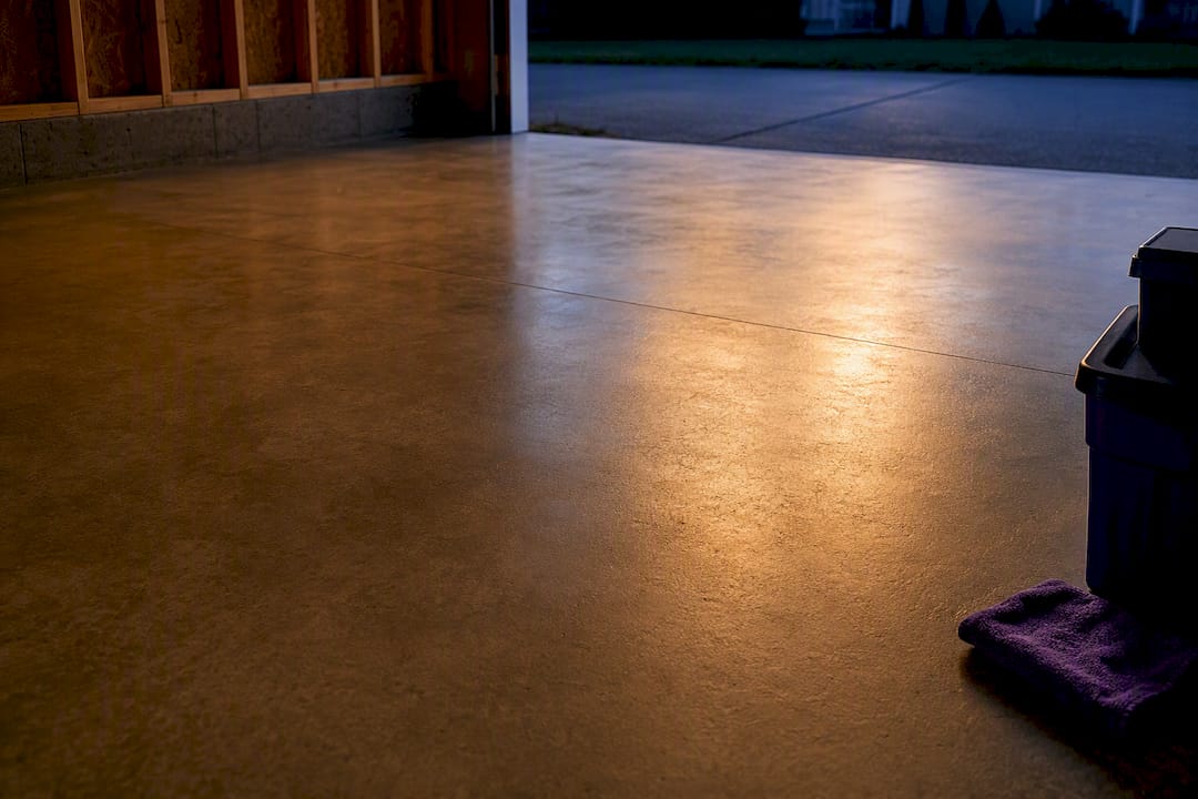 Concrete garage slab retaining evening heat
