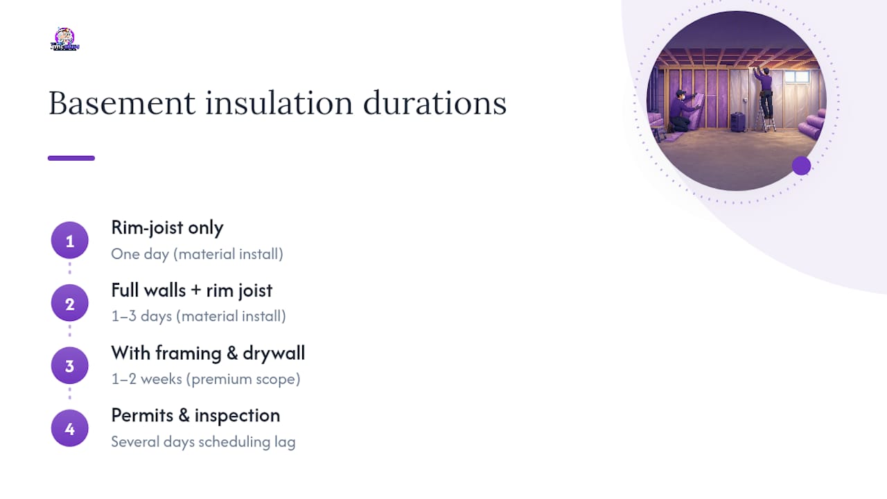 Basement insulation project duration timeline