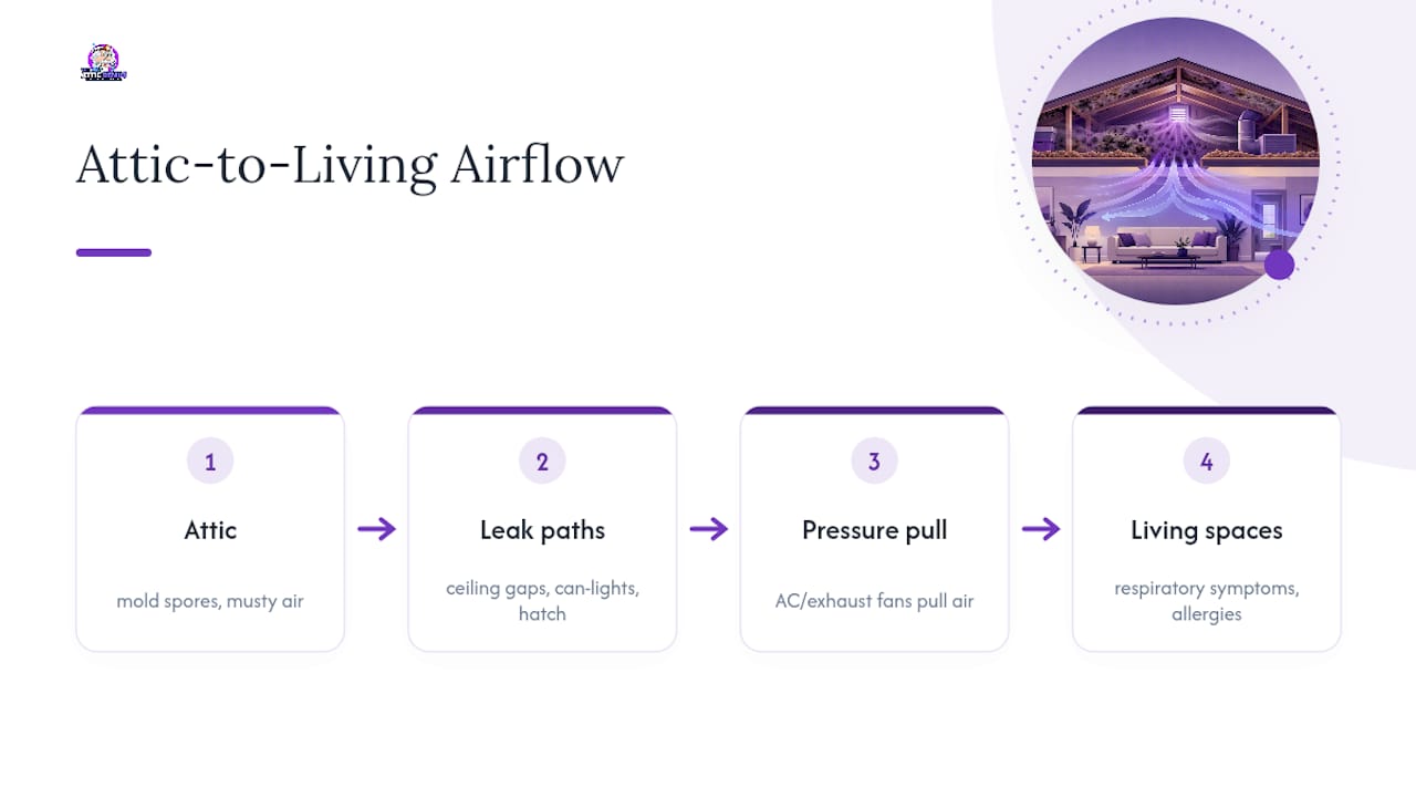 Airflow pathway from attic into living spaces