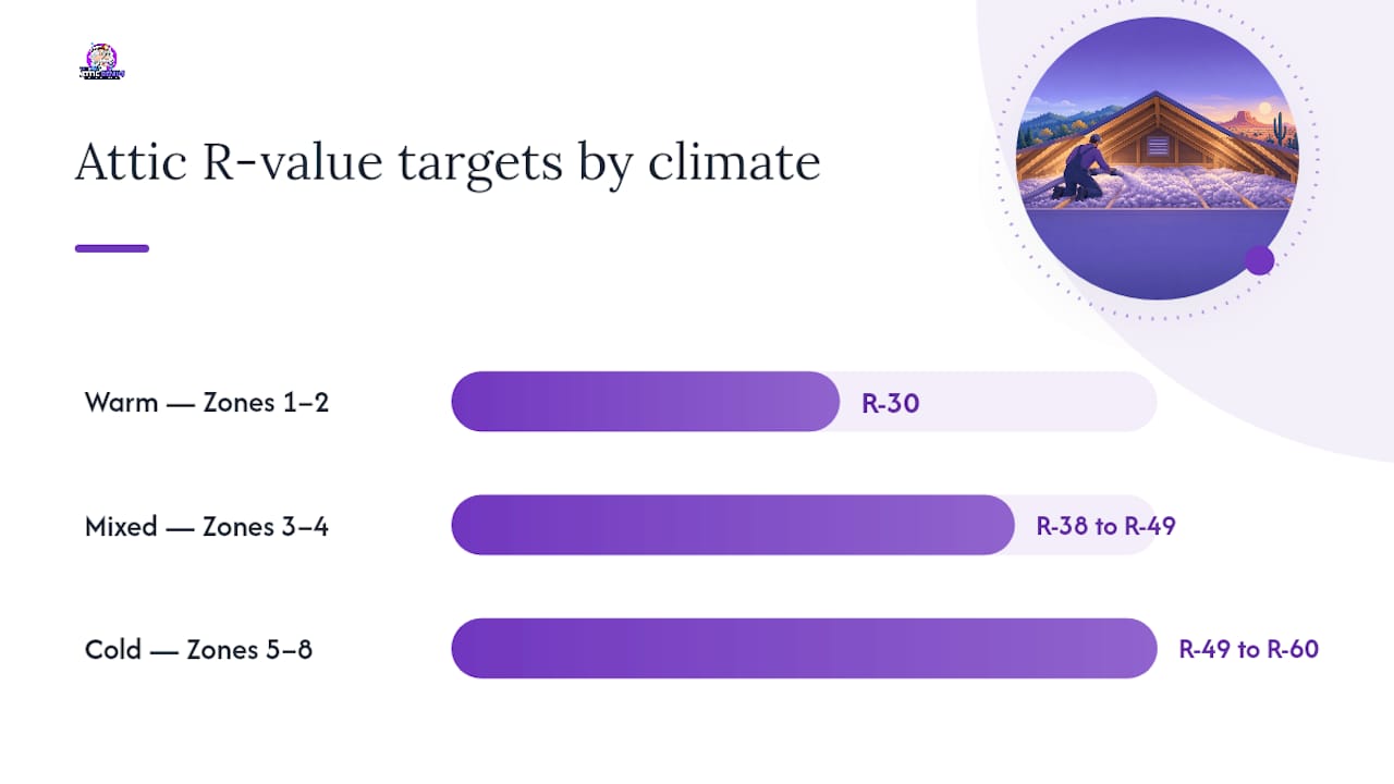 Attic R-value targets by climate zone