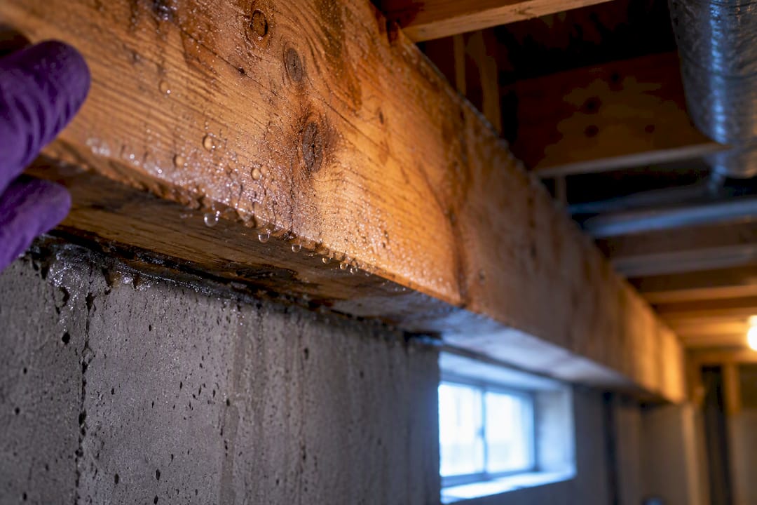 1790437180546_Condensation-droplets-on-basement-rim-joist Condensation droplets on basement rim joist