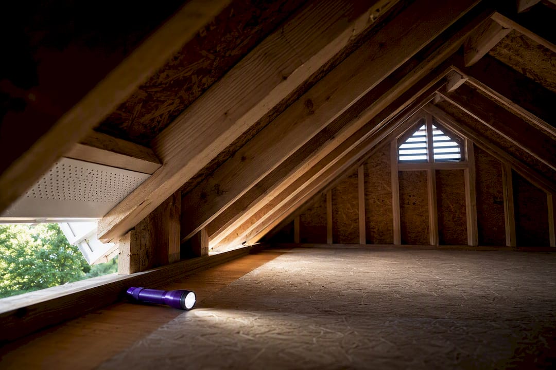 Attic showing soffit and gable vent locations