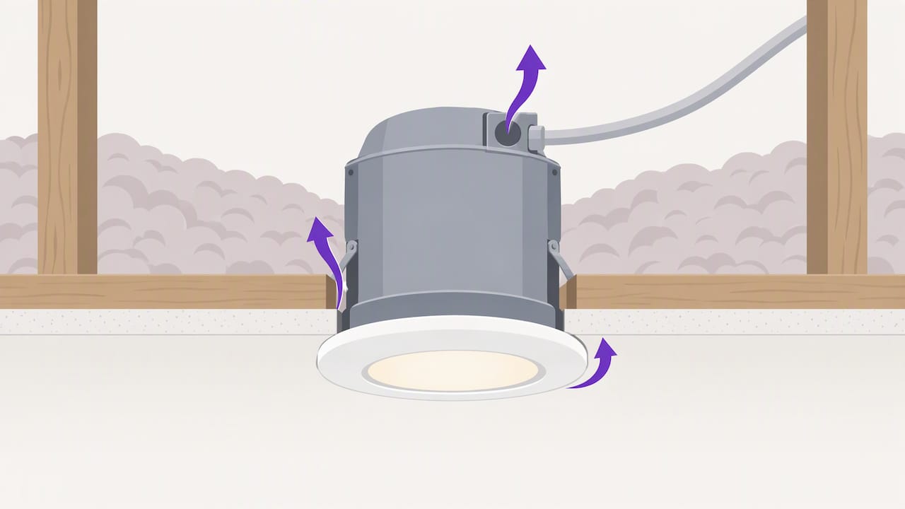 Air leak paths around a recessed ceiling light