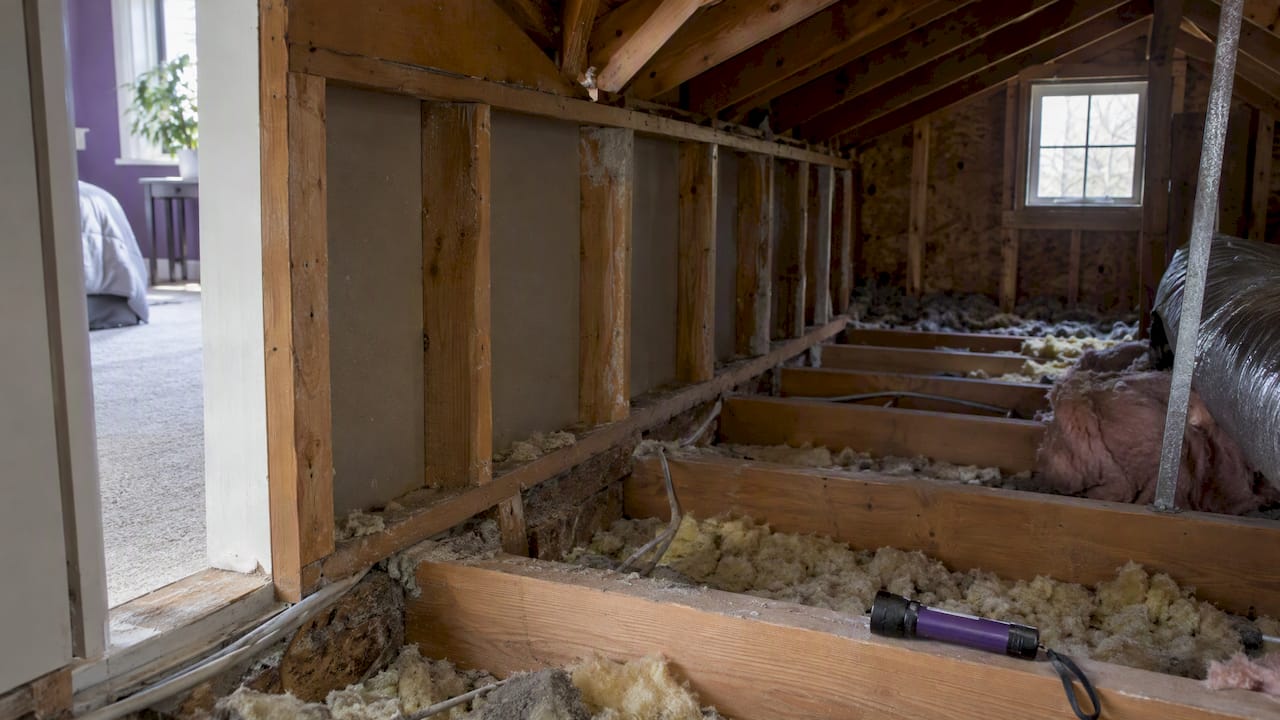 Open knee wall and exposed attic joist channels