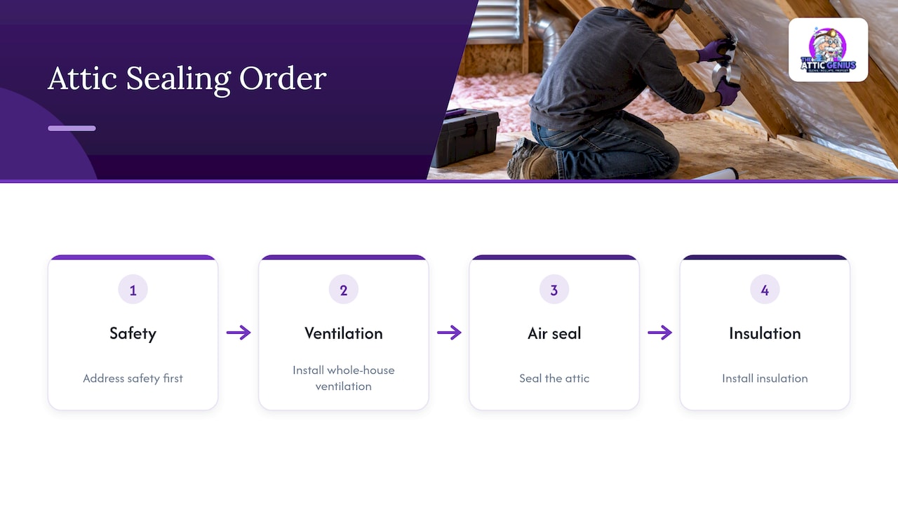 Safe sequence for air sealing and insulation